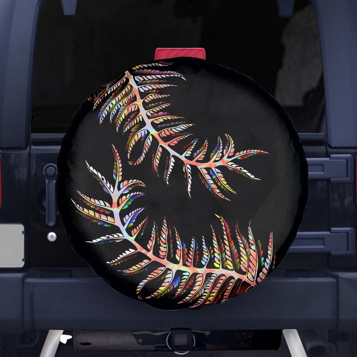 New Zealand Spare Tire Cover Aotearoa Silver Fern Mixed Papua Shell Red Vibe - Vibe Hoodie Shop