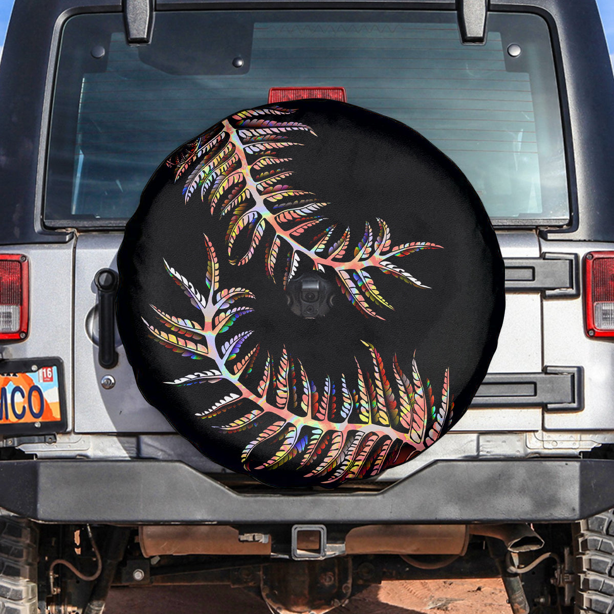 New Zealand Spare Tire Cover Aotearoa Silver Fern Mixed Papua Shell Red Vibe - Vibe Hoodie Shop