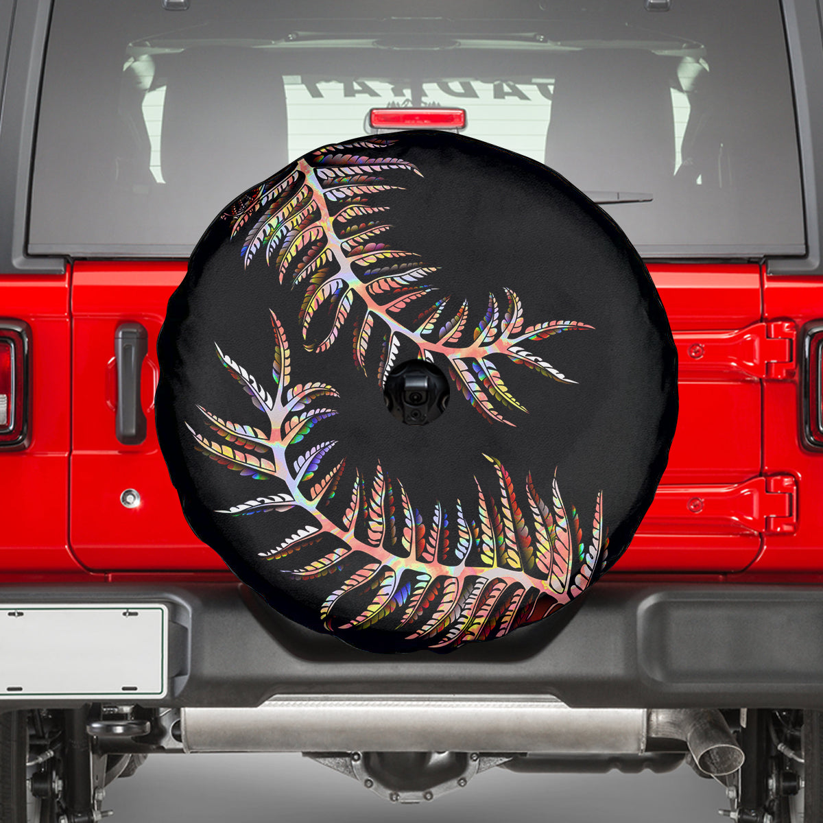 New Zealand Spare Tire Cover Aotearoa Silver Fern Mixed Papua Shell Red Vibe - Vibe Hoodie Shop