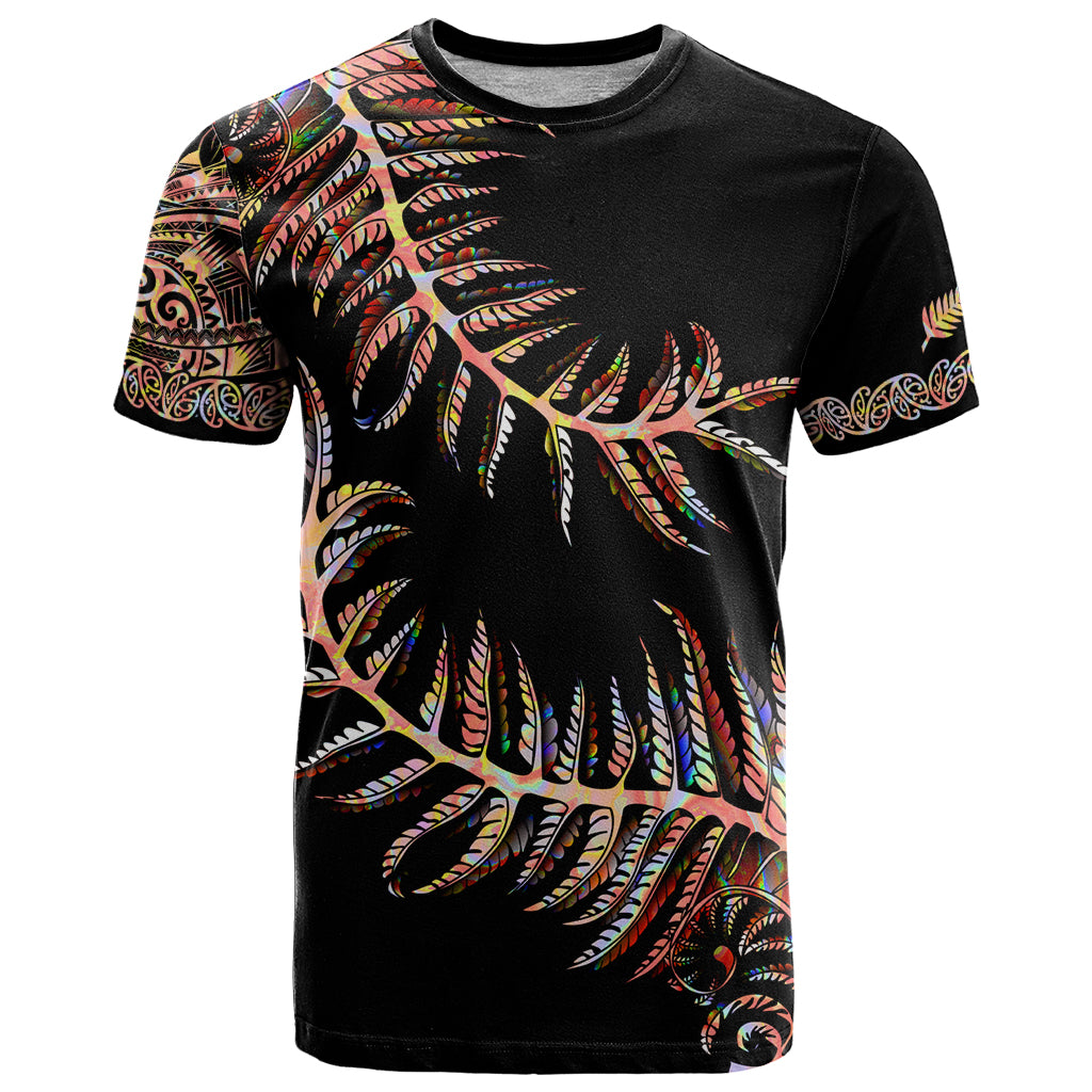 New Zealand T Shirt Aotearoa Silver Fern Mixed Papua Shell Red Vibe LT9 - Vibe Hoodie Shop