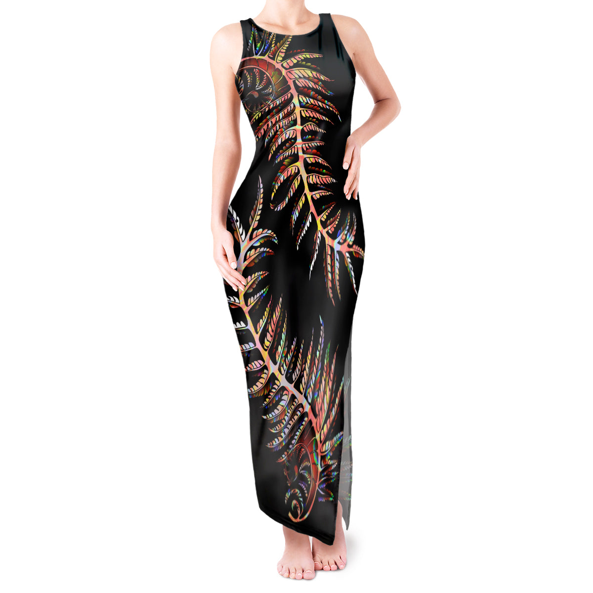 new-zealand-tank-maxi-dress-aotearoa-silver-fern-mixed-papua-shell-red-vibe