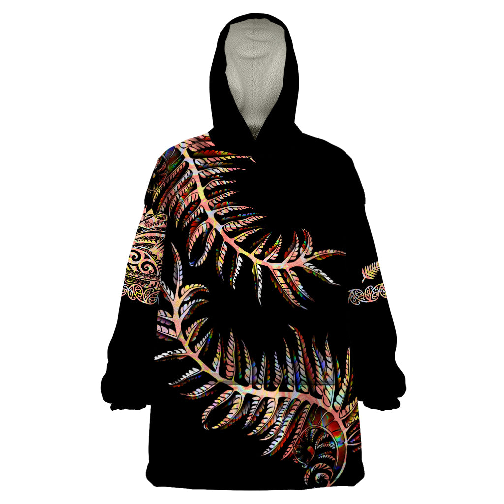 New Zealand Wearable Blanket Hoodie Aotearoa Silver Fern Mixed Papua Shell Red Vibe - Vibe Hoodie Shop