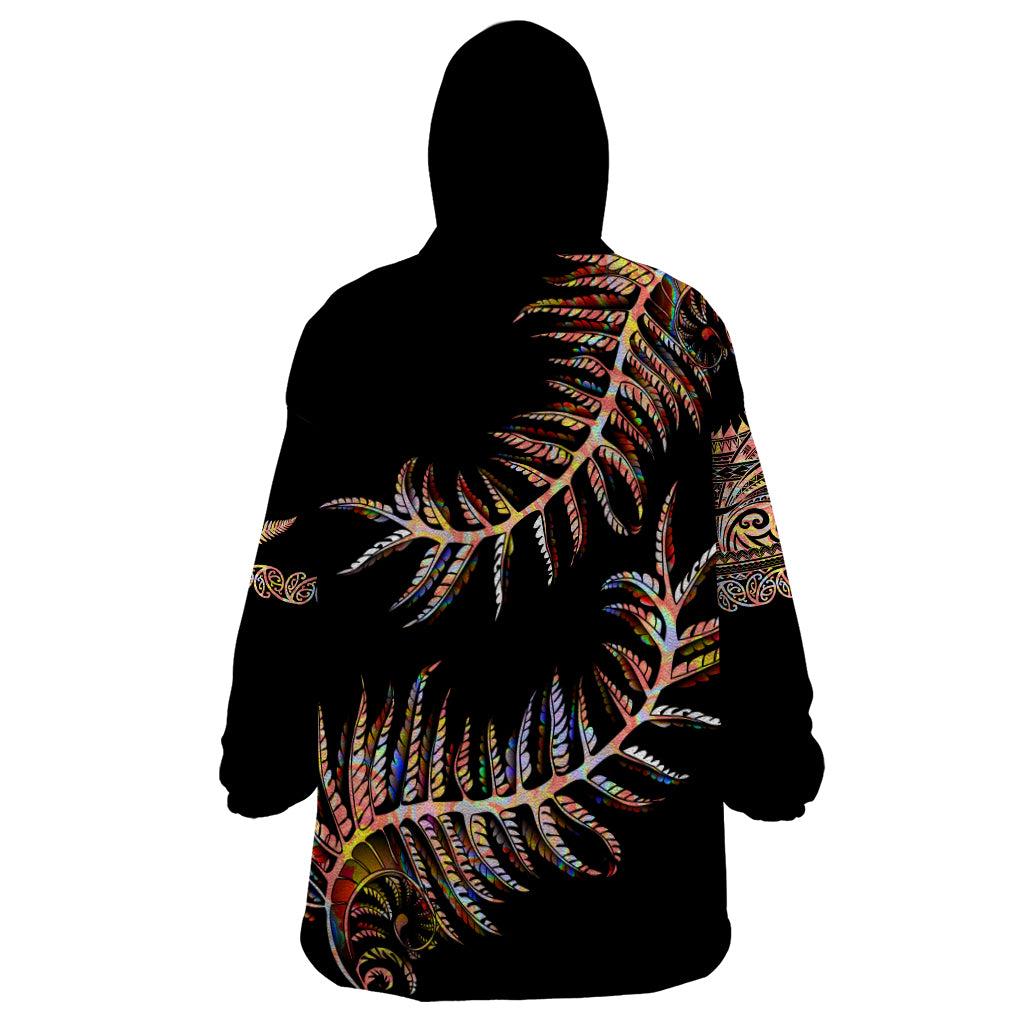 New Zealand Wearable Blanket Hoodie Aotearoa Silver Fern Mixed Papua Shell Red Vibe - Vibe Hoodie Shop