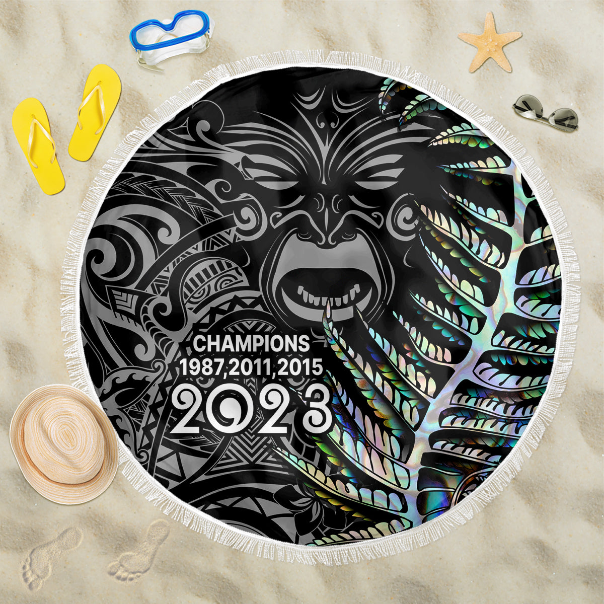 new-zealand-rugby-beach-blanket-nz-black-fern-champions-history-with-papua-shell