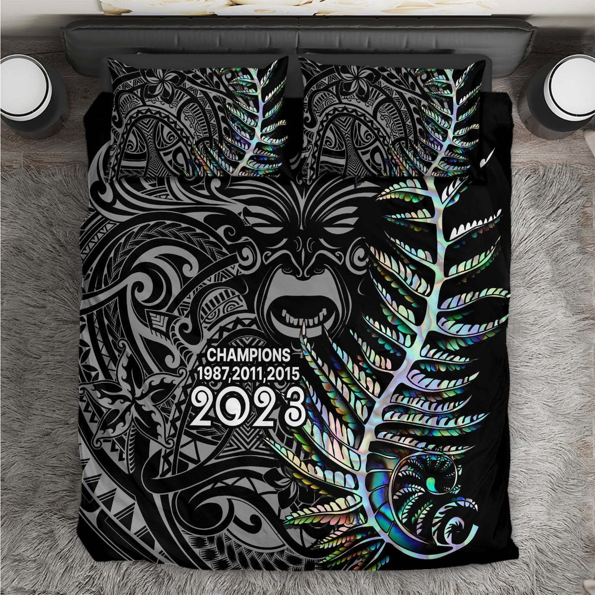 New Zealand Rugby Bedding Set NZ Black Fern Champions History With Papua Shell - Vibe Hoodie Shop