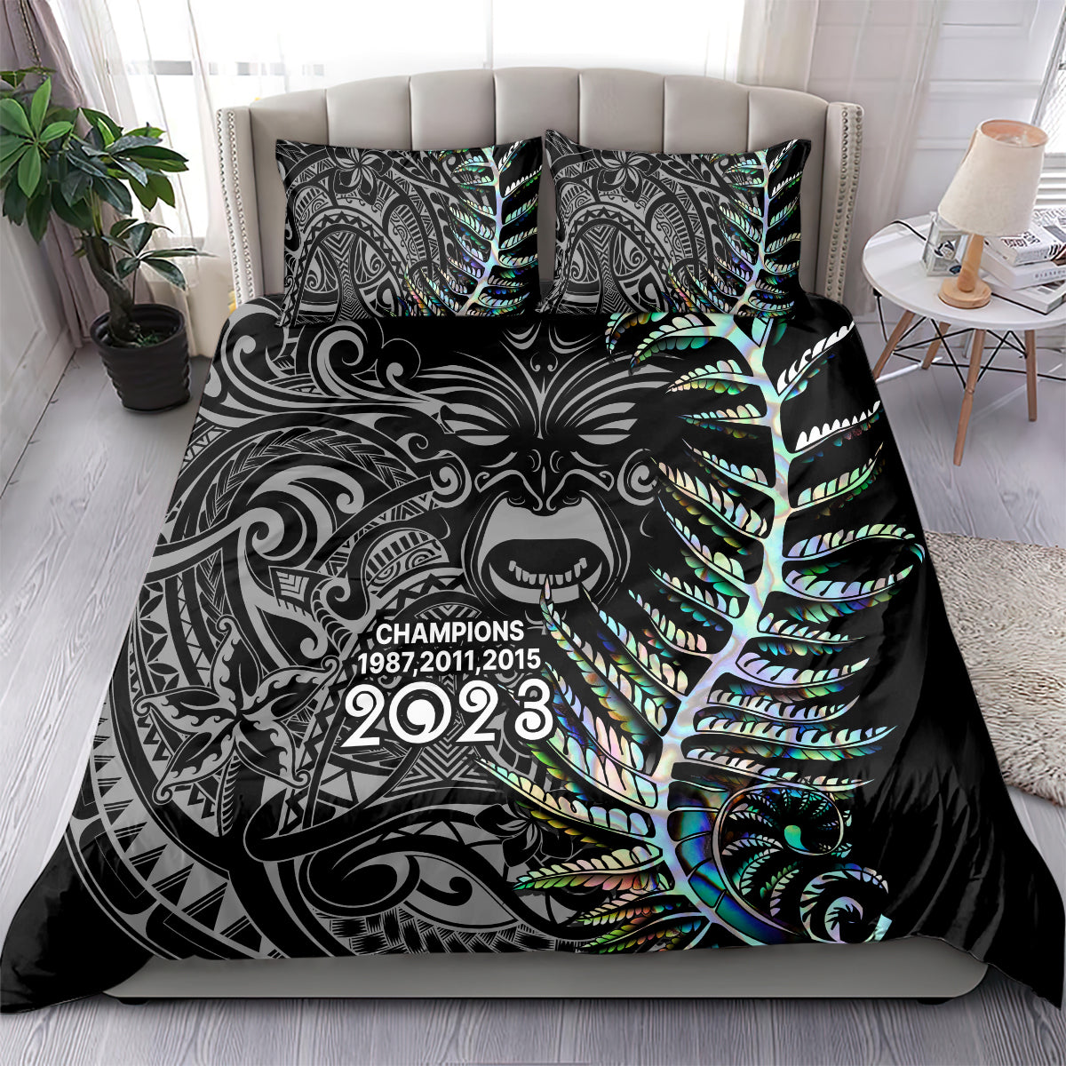 New Zealand Rugby Bedding Set NZ Black Fern Champions History With Papua Shell - Vibe Hoodie Shop