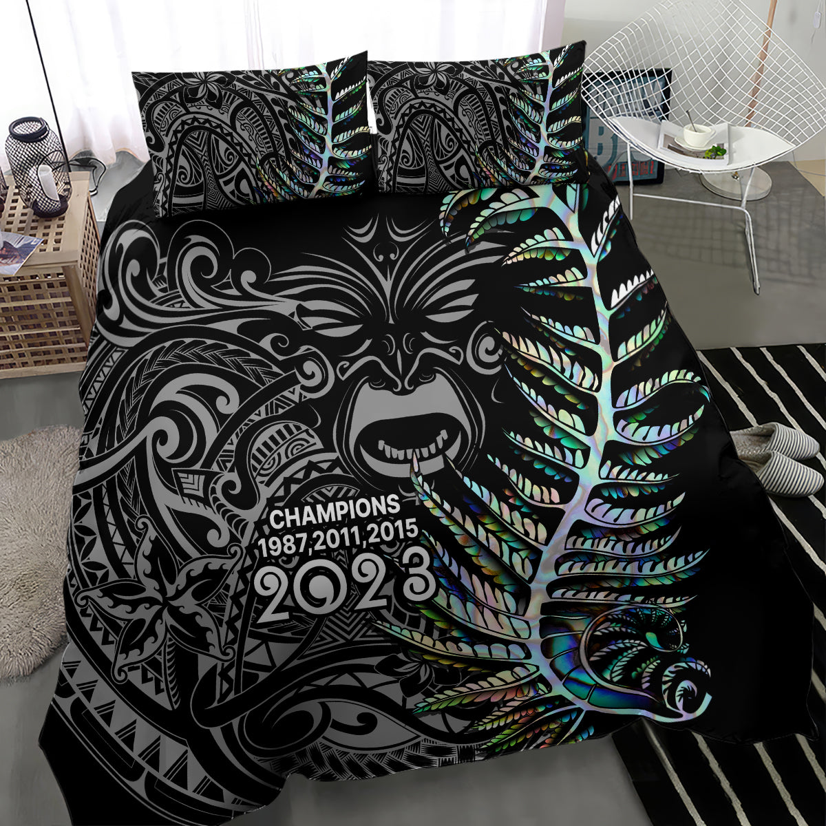 New Zealand Rugby Bedding Set NZ Black Fern Champions History With Papua Shell - Vibe Hoodie Shop