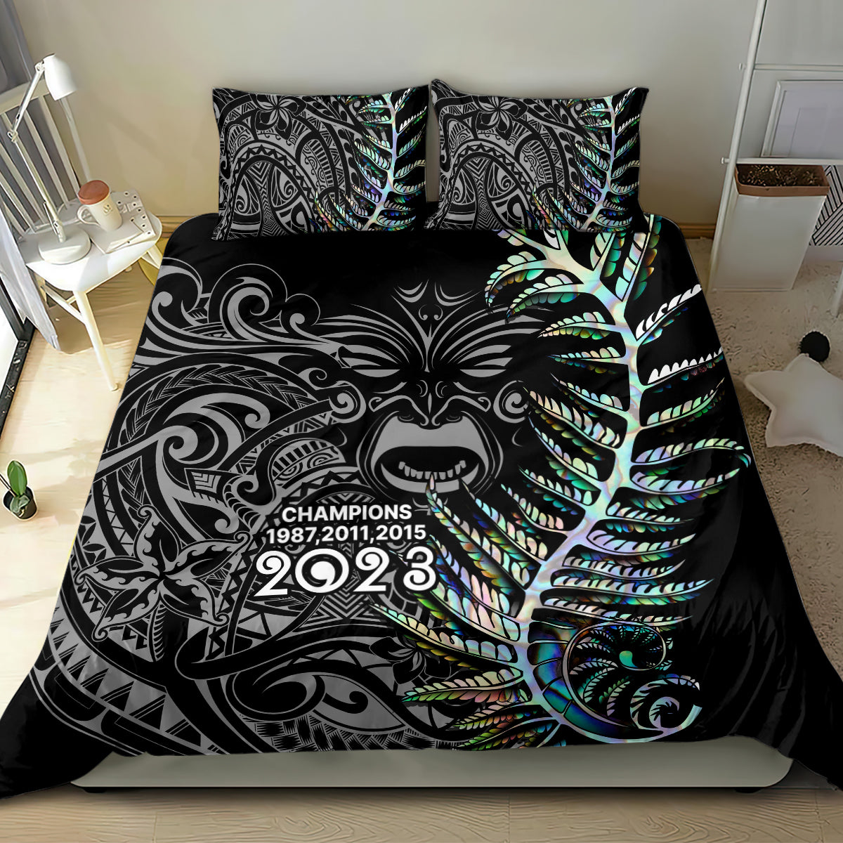 New Zealand Rugby Bedding Set NZ Black Fern Champions History With Papua Shell - Vibe Hoodie Shop