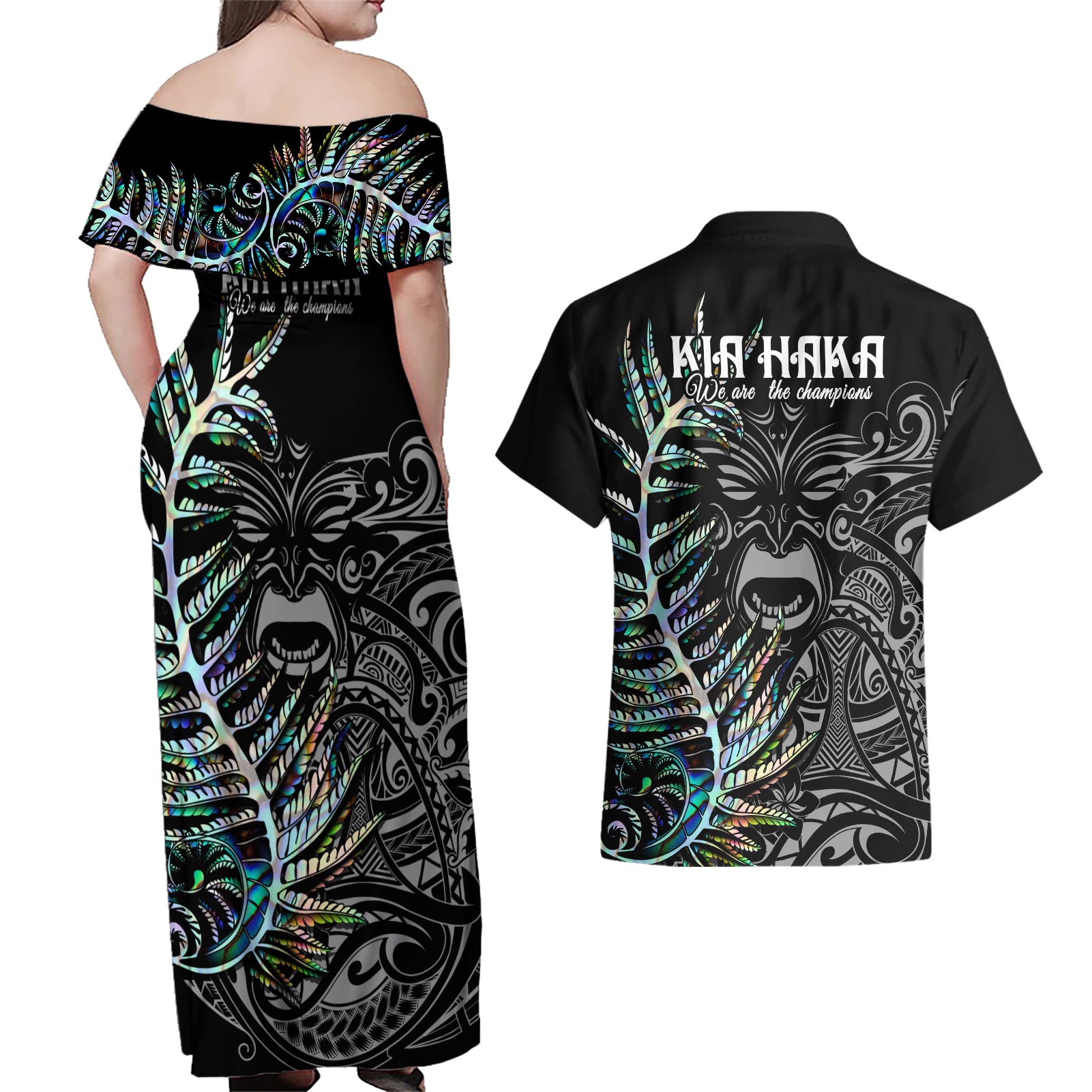 new-zealand-rugby-couples-matching-off-shoulder-maxi-dress-and-hawaiian-shirt-nz-black-fern-champions-history-with-papua-shell