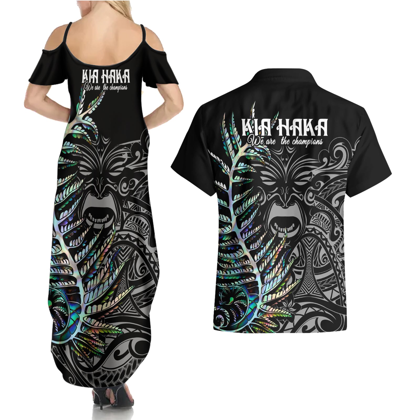 new-zealand-rugby-couples-matching-summer-maxi-dress-and-hawaiian-shirt-nz-black-fern-champions-history-with-papua-shell