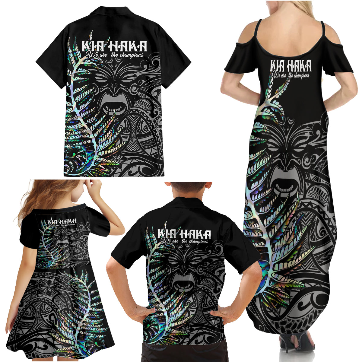 new-zealand-rugby-family-matching-summer-maxi-dress-and-hawaiian-shirt-nz-black-fern-champions-history-with-papua-shell