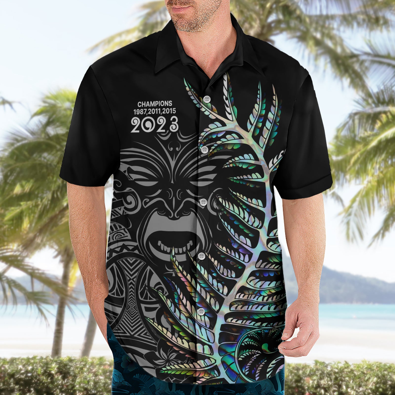 New Zealand Rugby Hawaiian Shirt NZ Black Fern Champions History With Papua Shell - Vibe Hoodie Shop