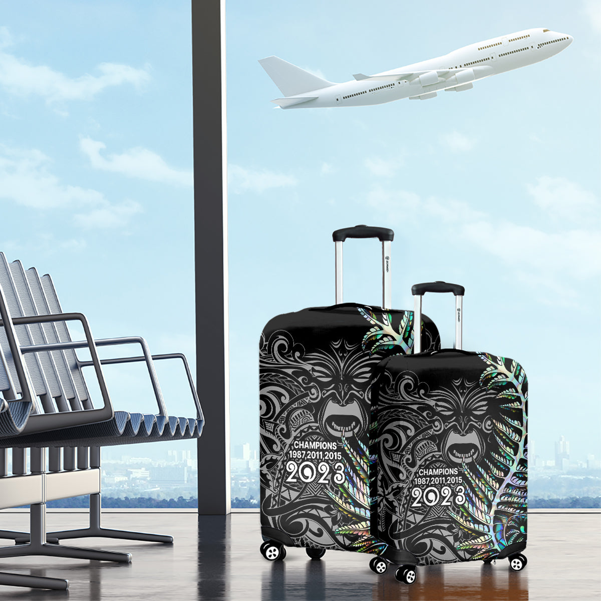 New Zealand Rugby Luggage Cover NZ Black Fern Champions History With Papua Shell - Vibe Hoodie Shop