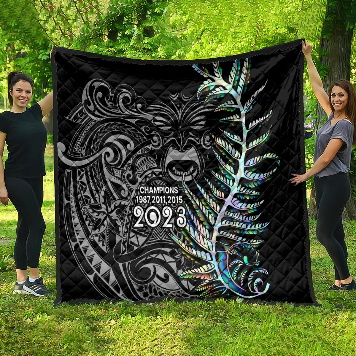 New Zealand Rugby Quilt NZ Black Fern Champions History With Papua Shell - Vibe Hoodie Shop