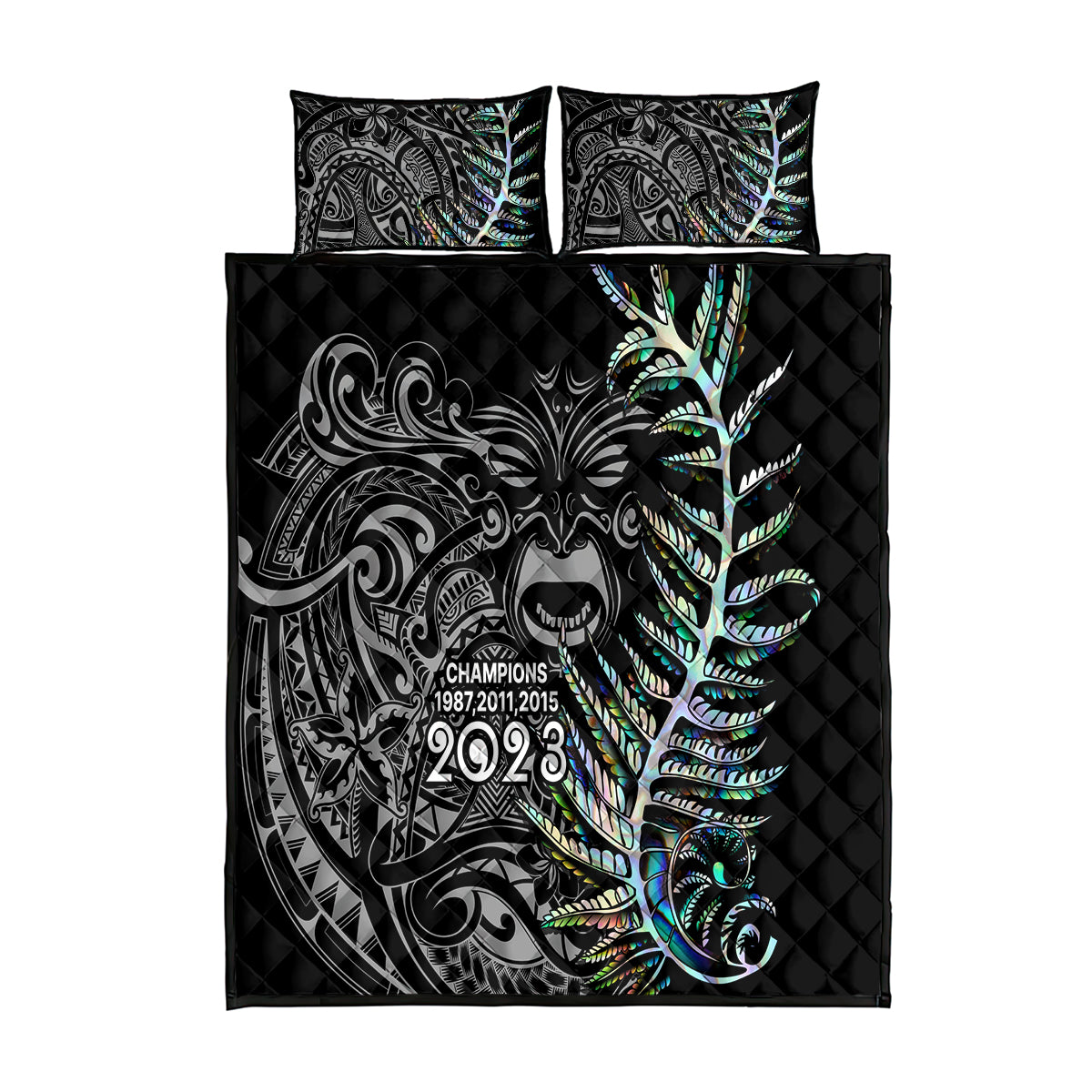 New Zealand Rugby Quilt Bed Set NZ Black Fern Champions History With Papua Shell - Vibe Hoodie Shop