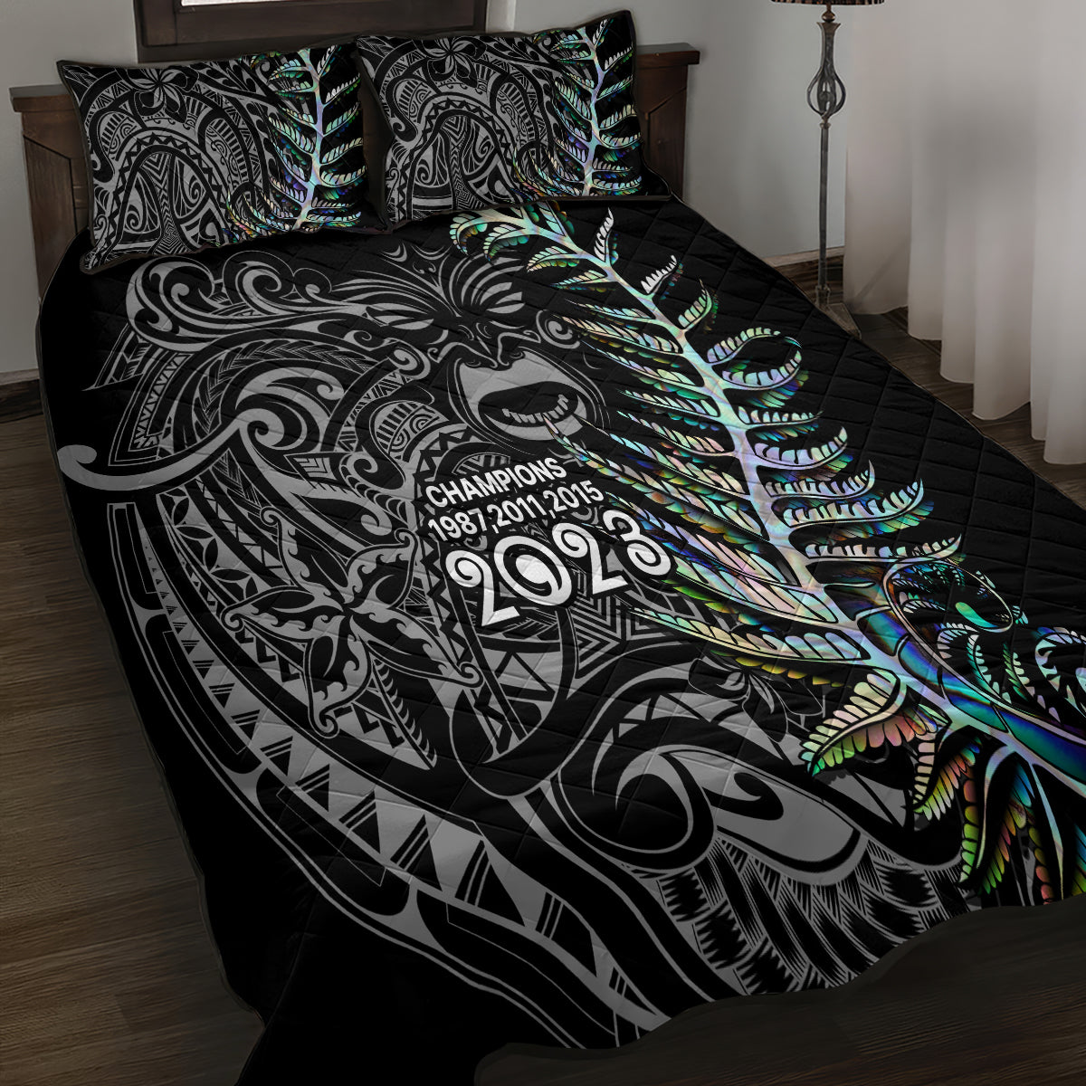 New Zealand Rugby Quilt Bed Set NZ Black Fern Champions History With Papua Shell - Vibe Hoodie Shop