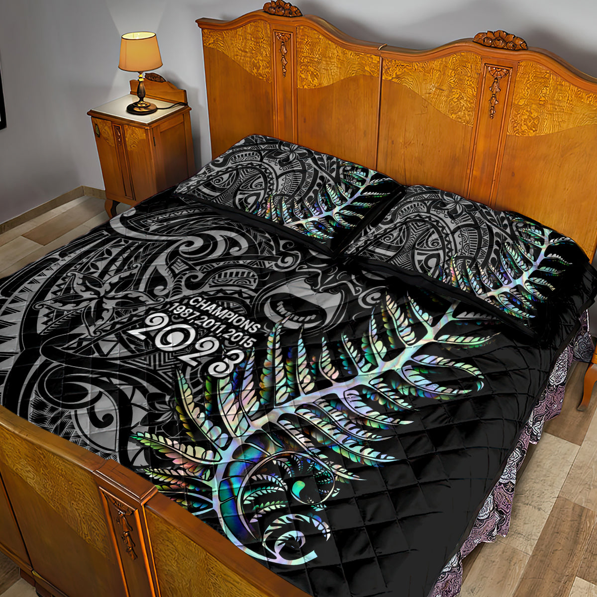 New Zealand Rugby Quilt Bed Set NZ Black Fern Champions History With Papua Shell - Vibe Hoodie Shop