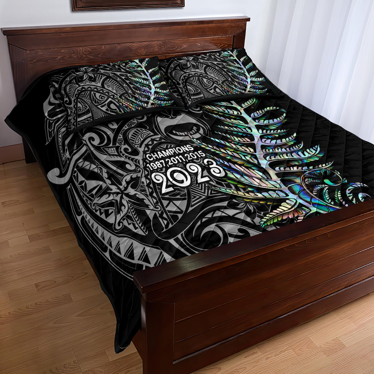 New Zealand Rugby Quilt Bed Set NZ Black Fern Champions History With Papua Shell - Vibe Hoodie Shop