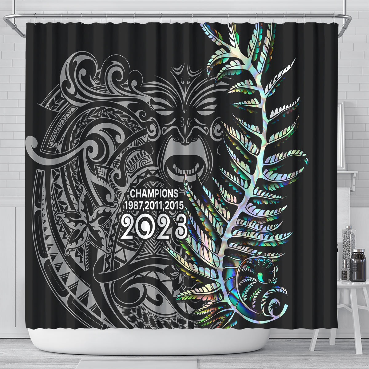 new-zealand-rugby-shower-curtain-nz-black-fern-champions-history-with-papua-shell