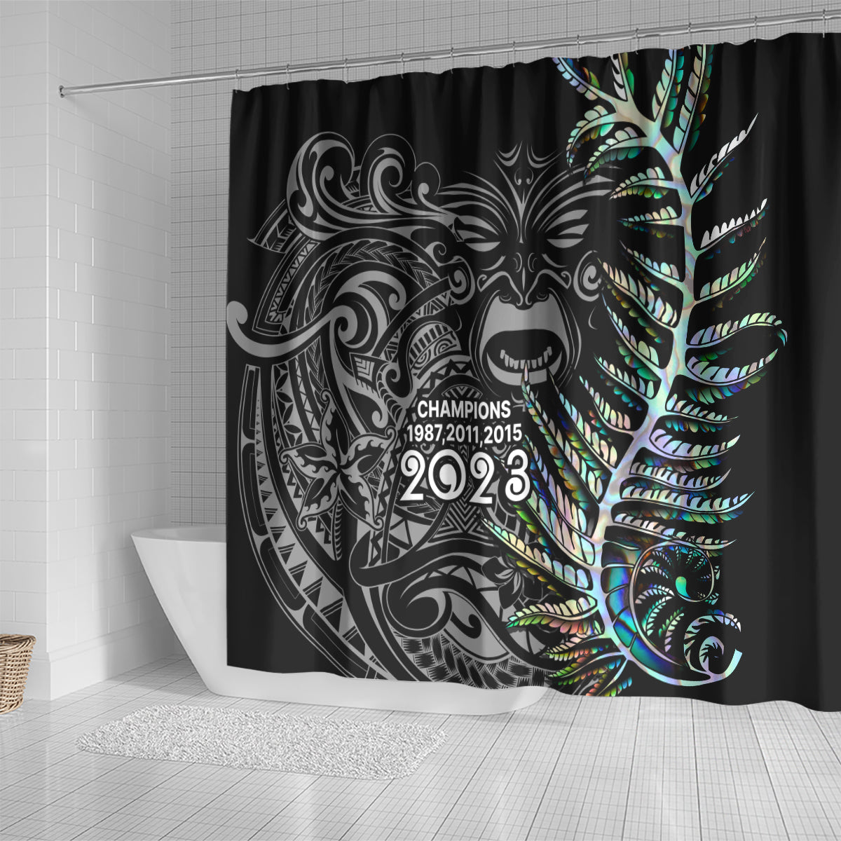 new-zealand-rugby-shower-curtain-nz-black-fern-champions-history-with-papua-shell