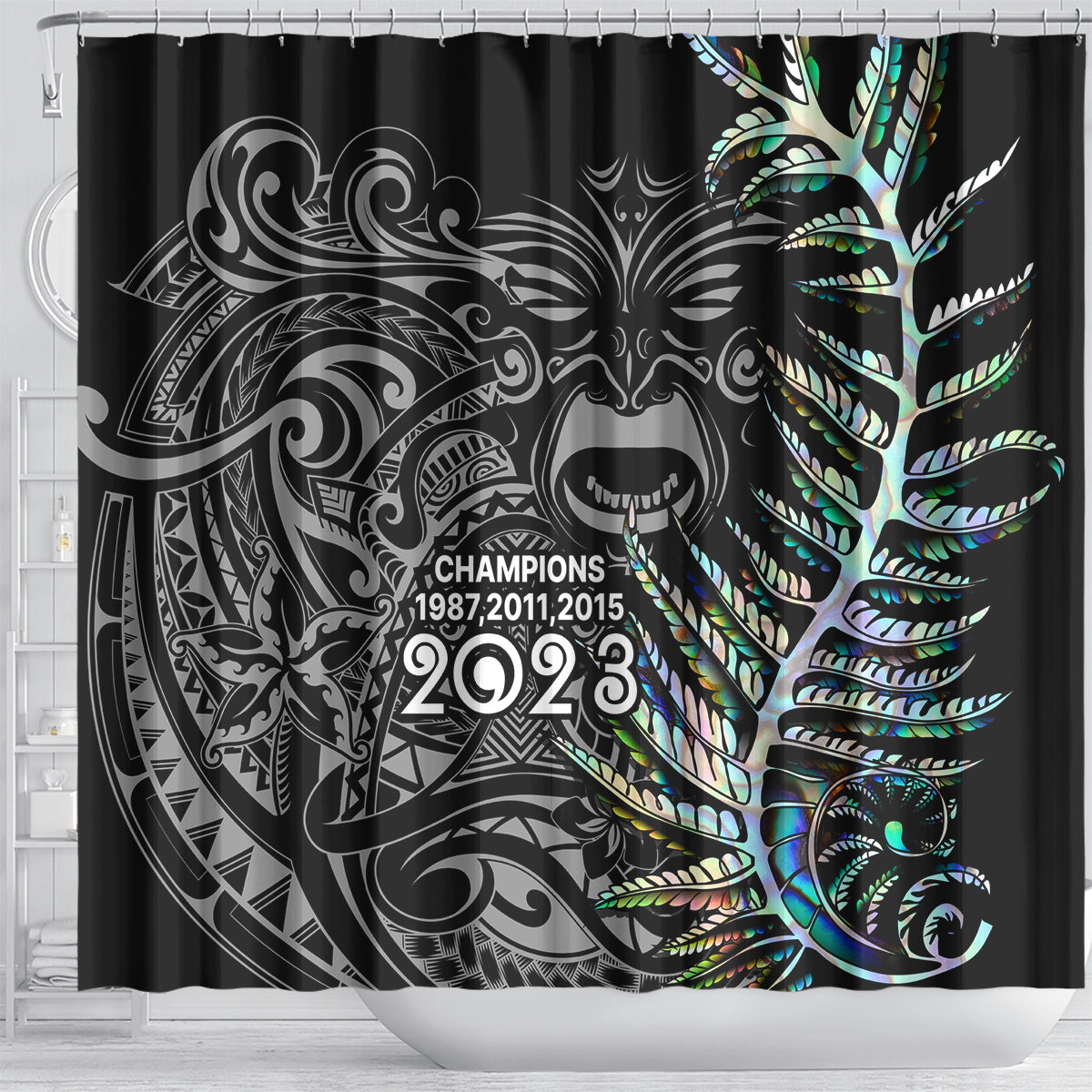new-zealand-rugby-shower-curtain-nz-black-fern-champions-history-with-papua-shell