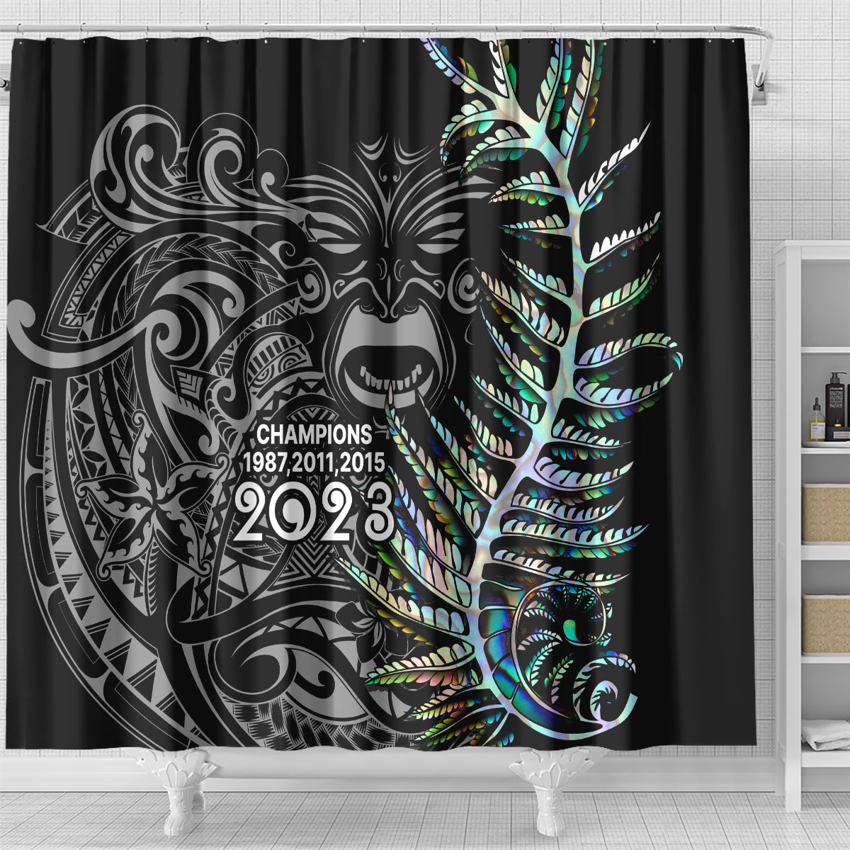 new-zealand-rugby-shower-curtain-nz-black-fern-champions-history-with-papua-shell