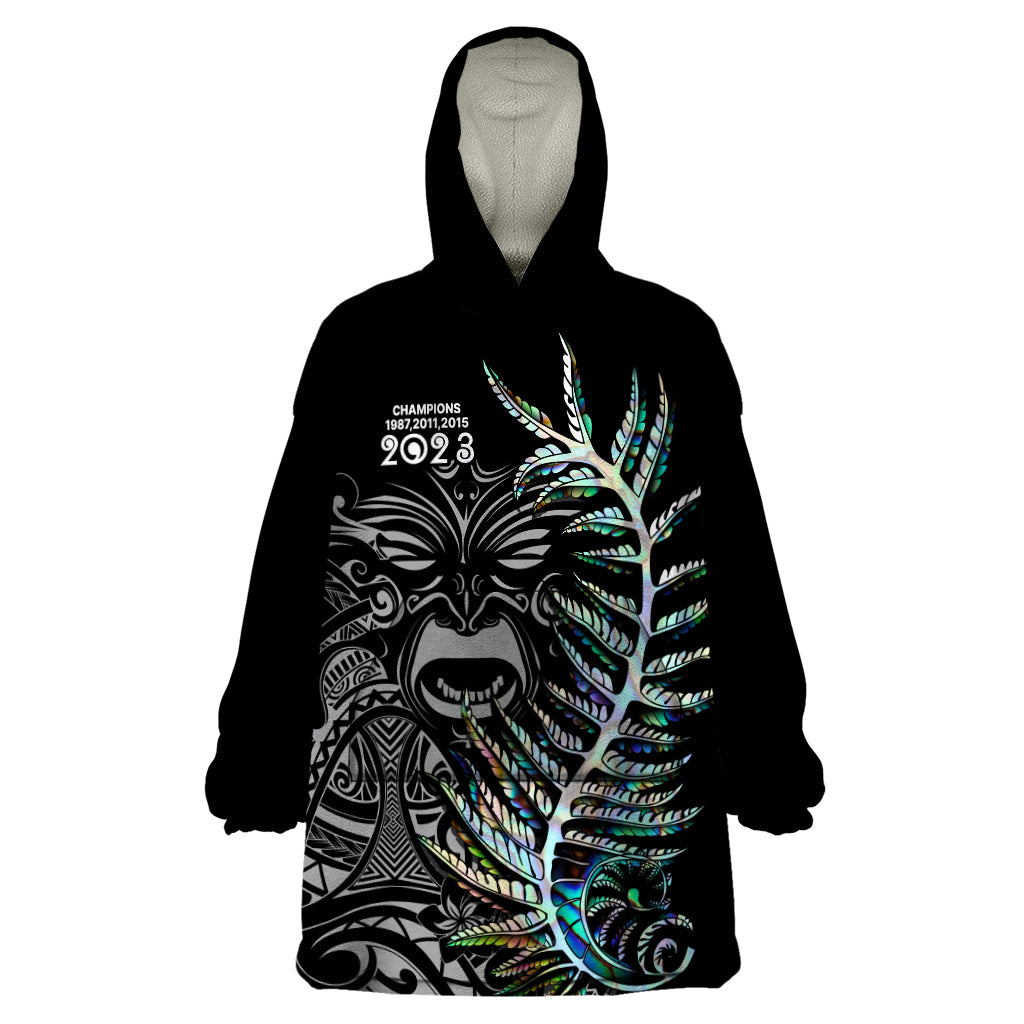 New Zealand Rugby Wearable Blanket Hoodie NZ Black Fern Champions History With Papua Shell - Vibe Hoodie Shop