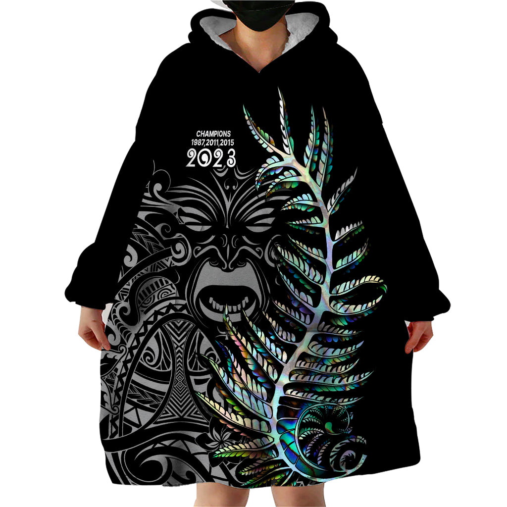 New Zealand Rugby Wearable Blanket Hoodie NZ Black Fern Champions History With Papua Shell - Vibe Hoodie Shop