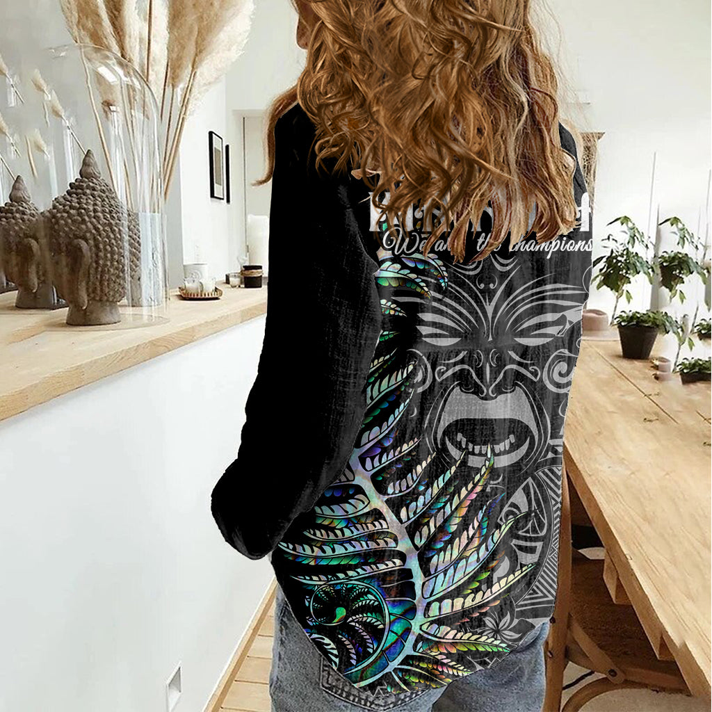 New Zealand Rugby Women Casual Shirt NZ Black Fern Champions History With Papua Shell - Vibe Hoodie Shop