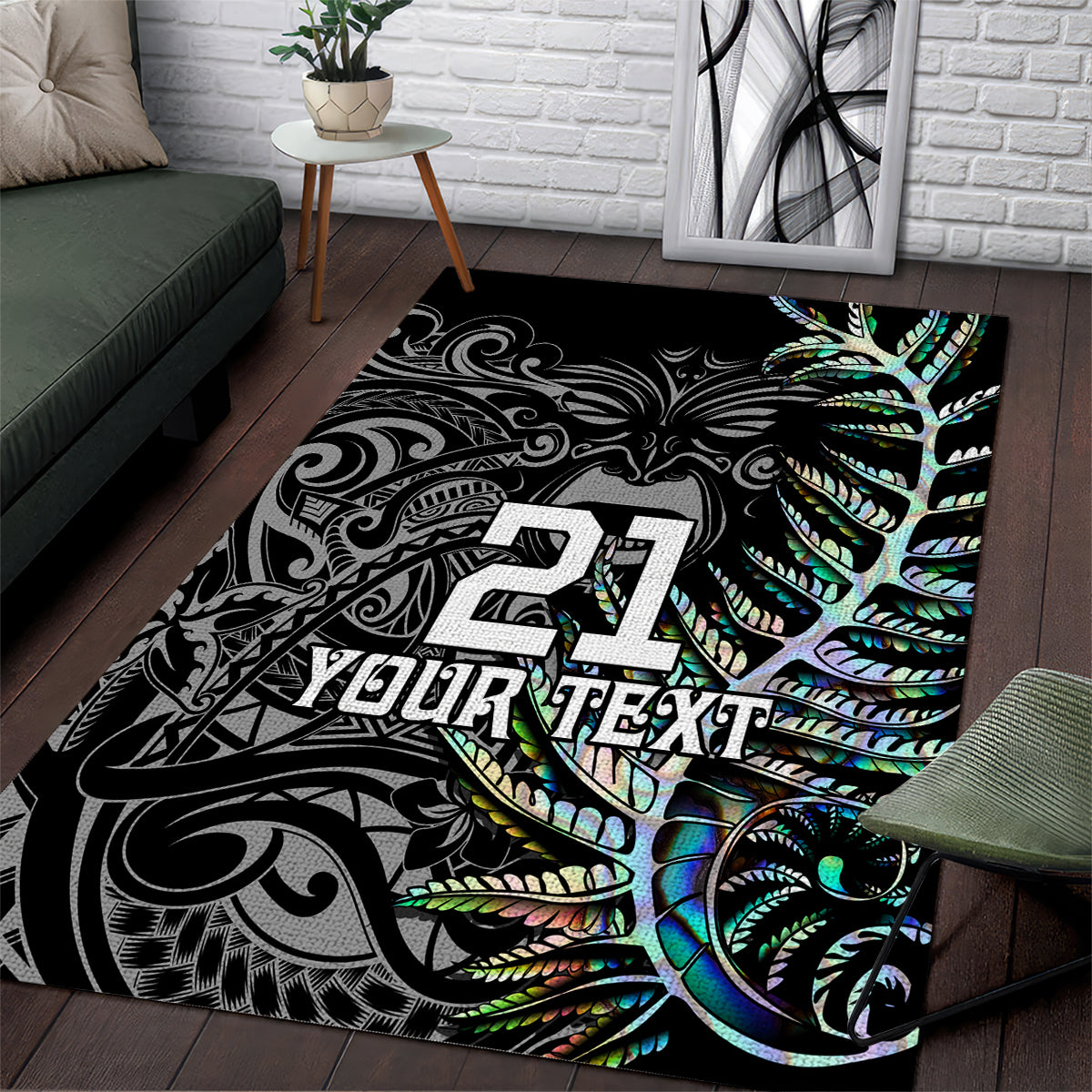 Custom New Zealand Rugby Area Rug NZ Black Fern Champions History With Papua Shell - Vibe Hoodie Shop