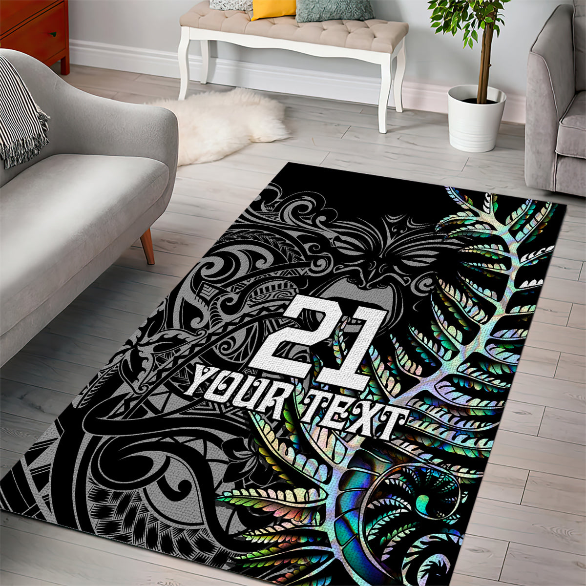 Custom New Zealand Rugby Area Rug NZ Black Fern Champions History With Papua Shell - Vibe Hoodie Shop