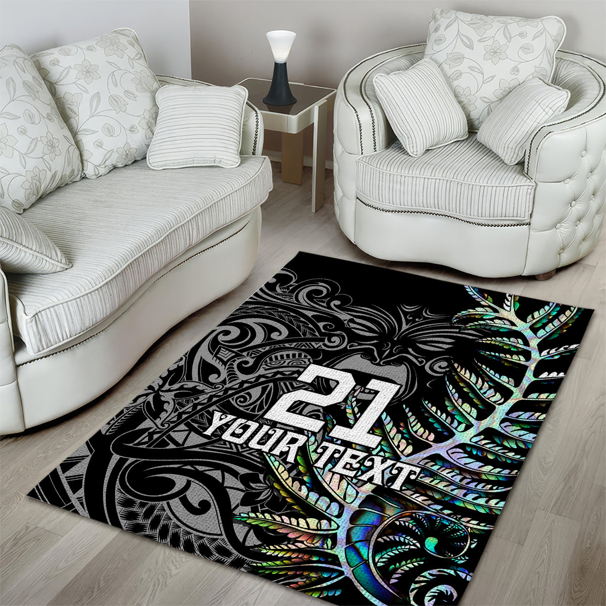 Custom New Zealand Rugby Area Rug NZ Black Fern Champions History With Papua Shell - Vibe Hoodie Shop