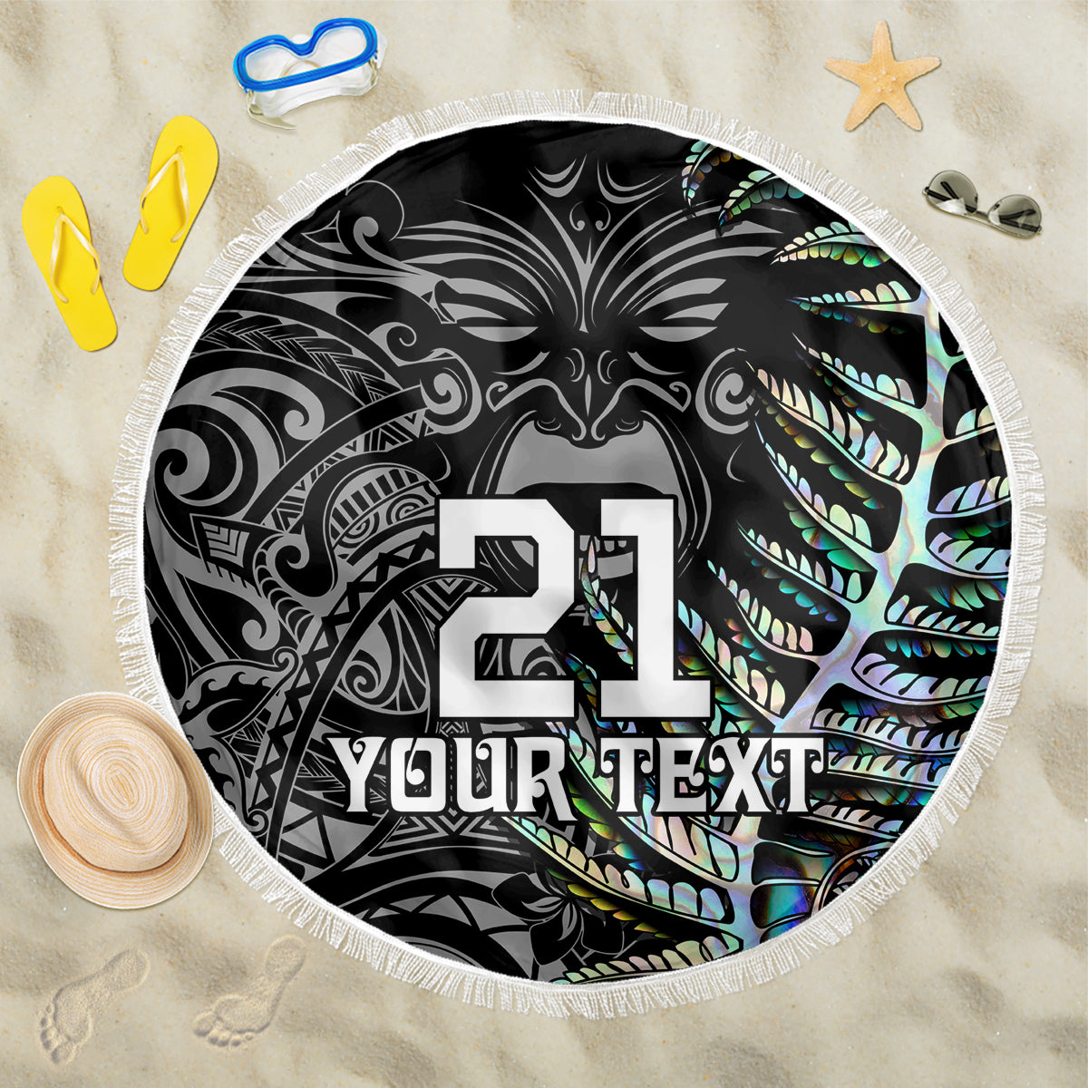 custom-new-zealand-rugby-beach-blanket-nz-black-fern-champions-history-with-papua-shell