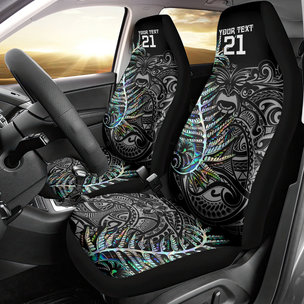 Custom New Zealand Rugby Car Seat Cover NZ Black Fern Champions History With Papua Shell - Vibe Hoodie Shop