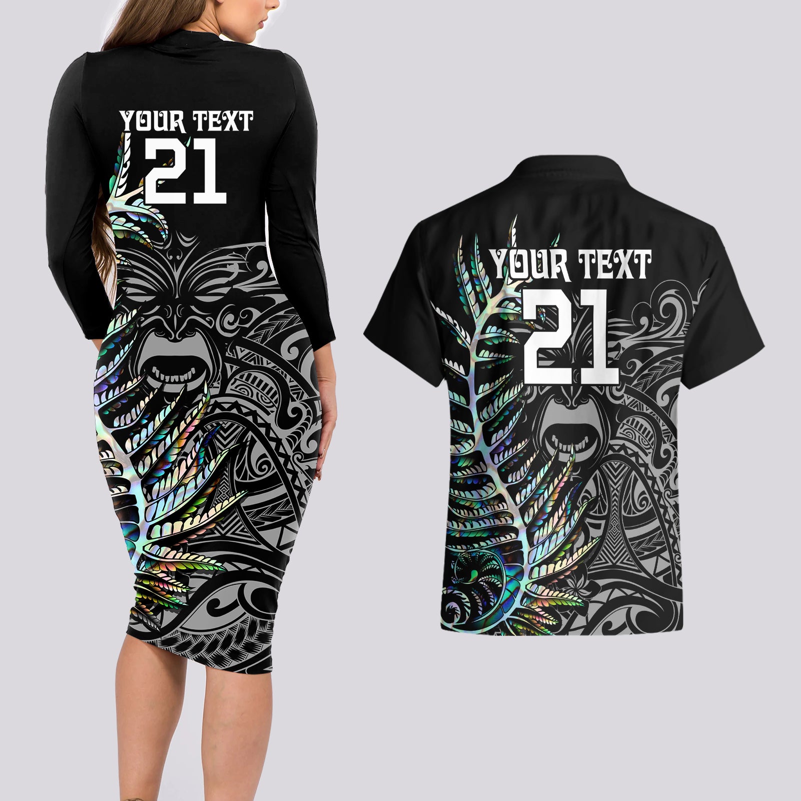 custom-new-zealand-rugby-couples-matching-long-sleeve-bodycon-dress-and-hawaiian-shirt-nz-black-fern-champions-history-with-papua-shell