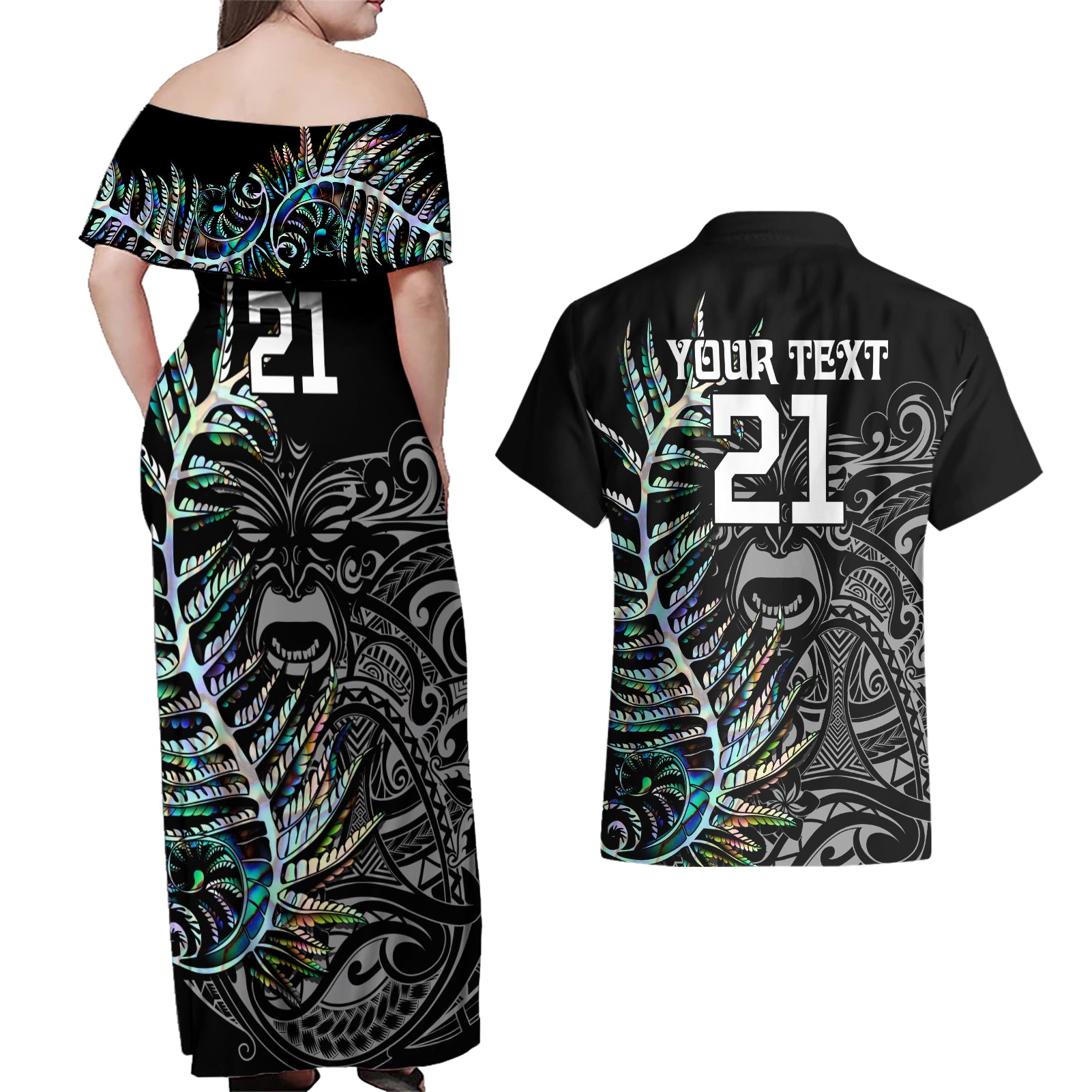 custom-new-zealand-rugby-couples-matching-off-shoulder-maxi-dress-and-hawaiian-shirt-nz-black-fern-champions-history-with-papua-shell