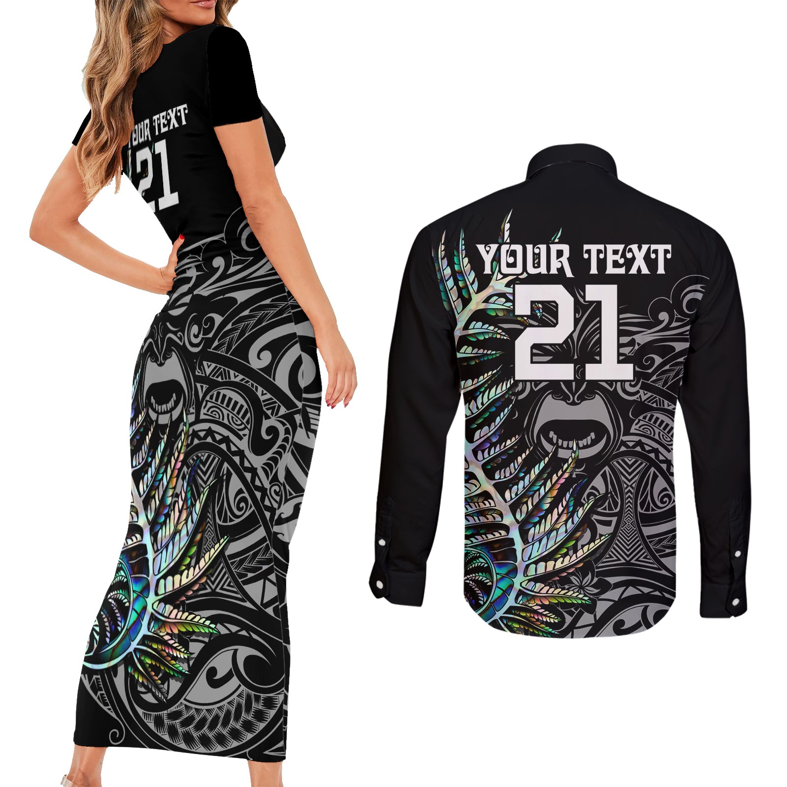 custom-new-zealand-rugby-couples-matching-short-sleeve-bodycon-dress-and-long-sleeve-button-shirt-nz-black-fern-champions-history-with-papua-shell