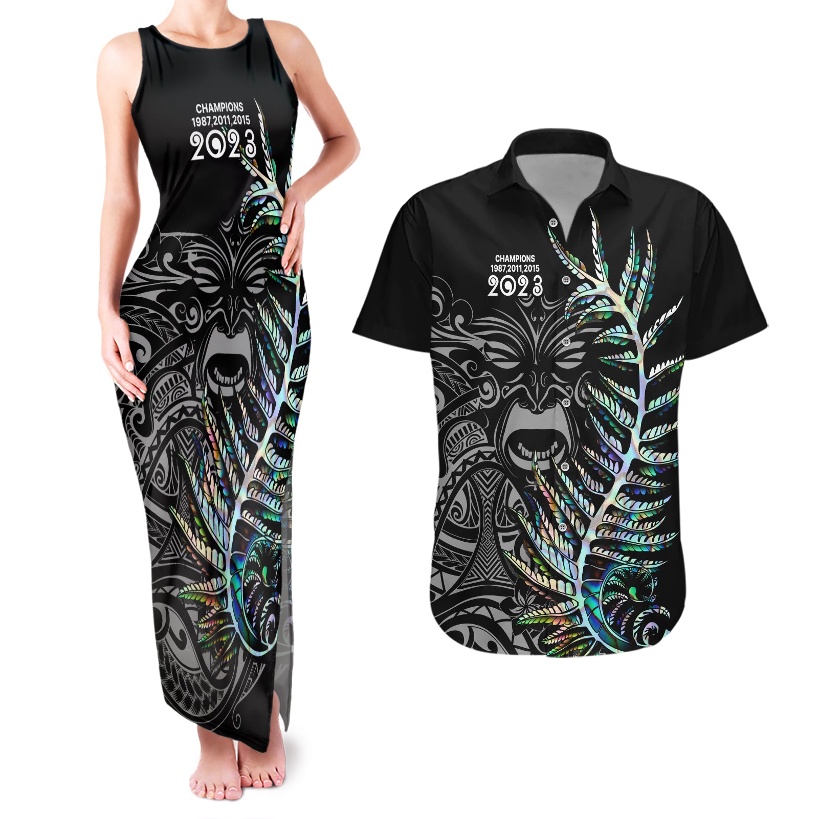 custom-new-zealand-rugby-couples-matching-tank-maxi-dress-and-hawaiian-shirt-nz-black-fern-champions-history-with-papua-shell