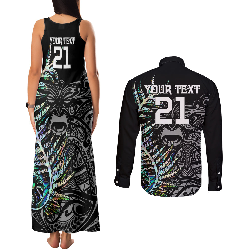 custom-new-zealand-rugby-couples-matching-tank-maxi-dress-and-long-sleeve-button-shirt-nz-black-fern-champions-history-with-papua-shell