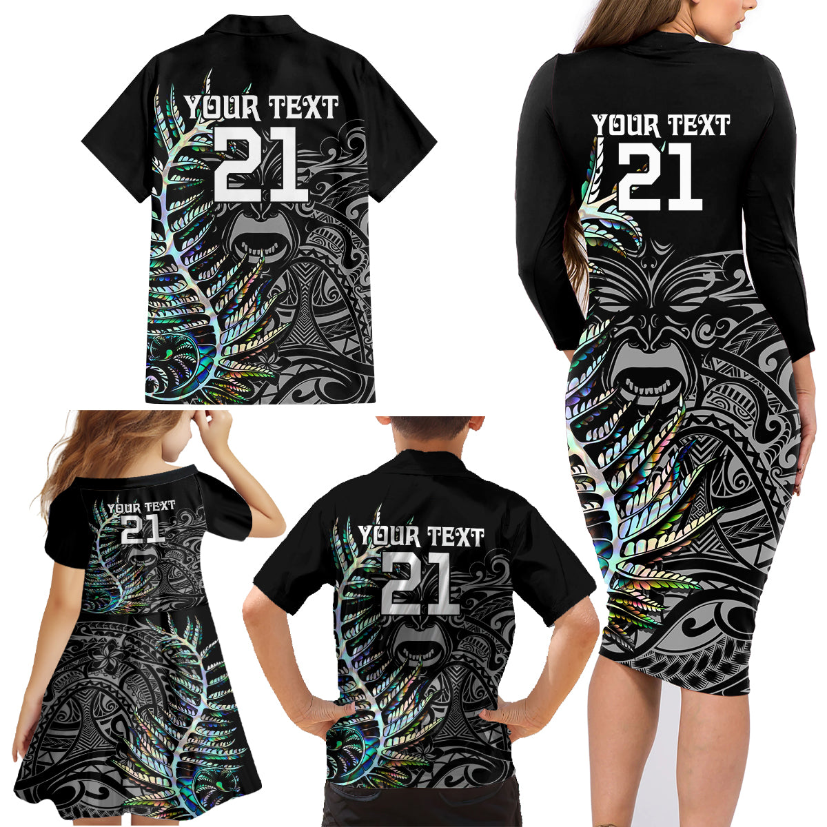 custom-new-zealand-rugby-family-matching-long-sleeve-bodycon-dress-and-hawaiian-shirt-nz-black-fern-champions-history-with-papua-shell