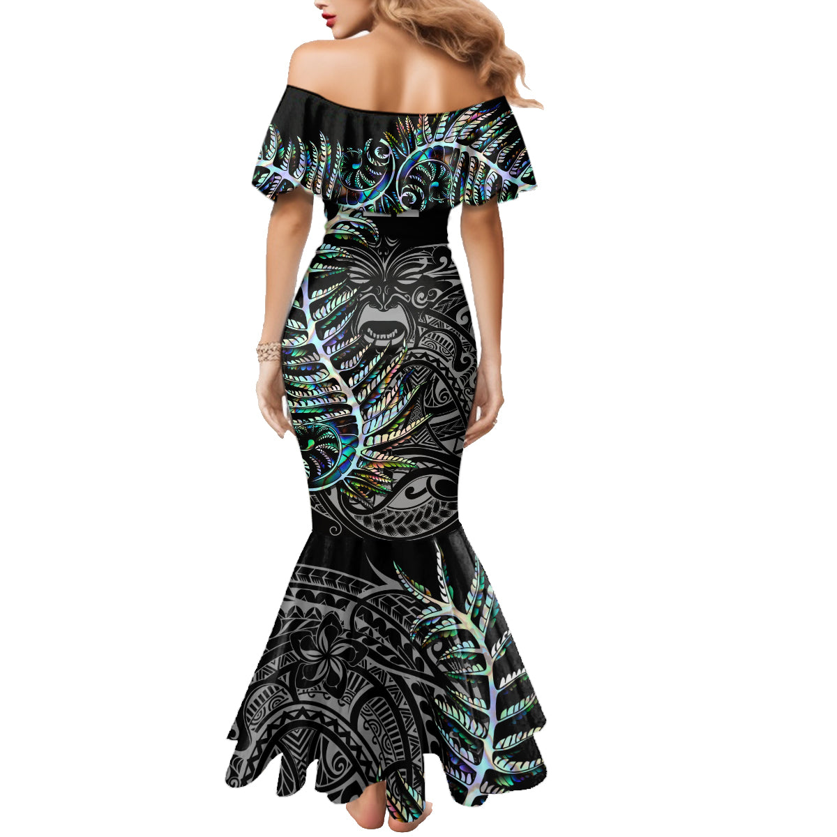 custom-new-zealand-rugby-family-matching-mermaid-dress-and-hawaiian-shirt-nz-black-fern-champions-history-with-papua-shell