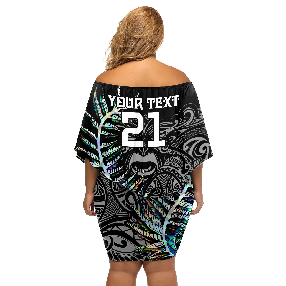 custom-new-zealand-rugby-family-matching-off-shoulder-short-dress-and-hawaiian-shirt-nz-black-fern-champions-history-with-papua-shell