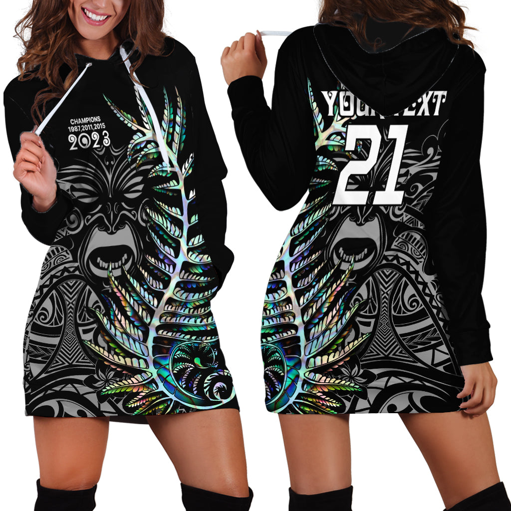 Custom New Zealand Rugby Hoodie Dress NZ Black Fern Champions History With Papua Shell - Vibe Hoodie Shop