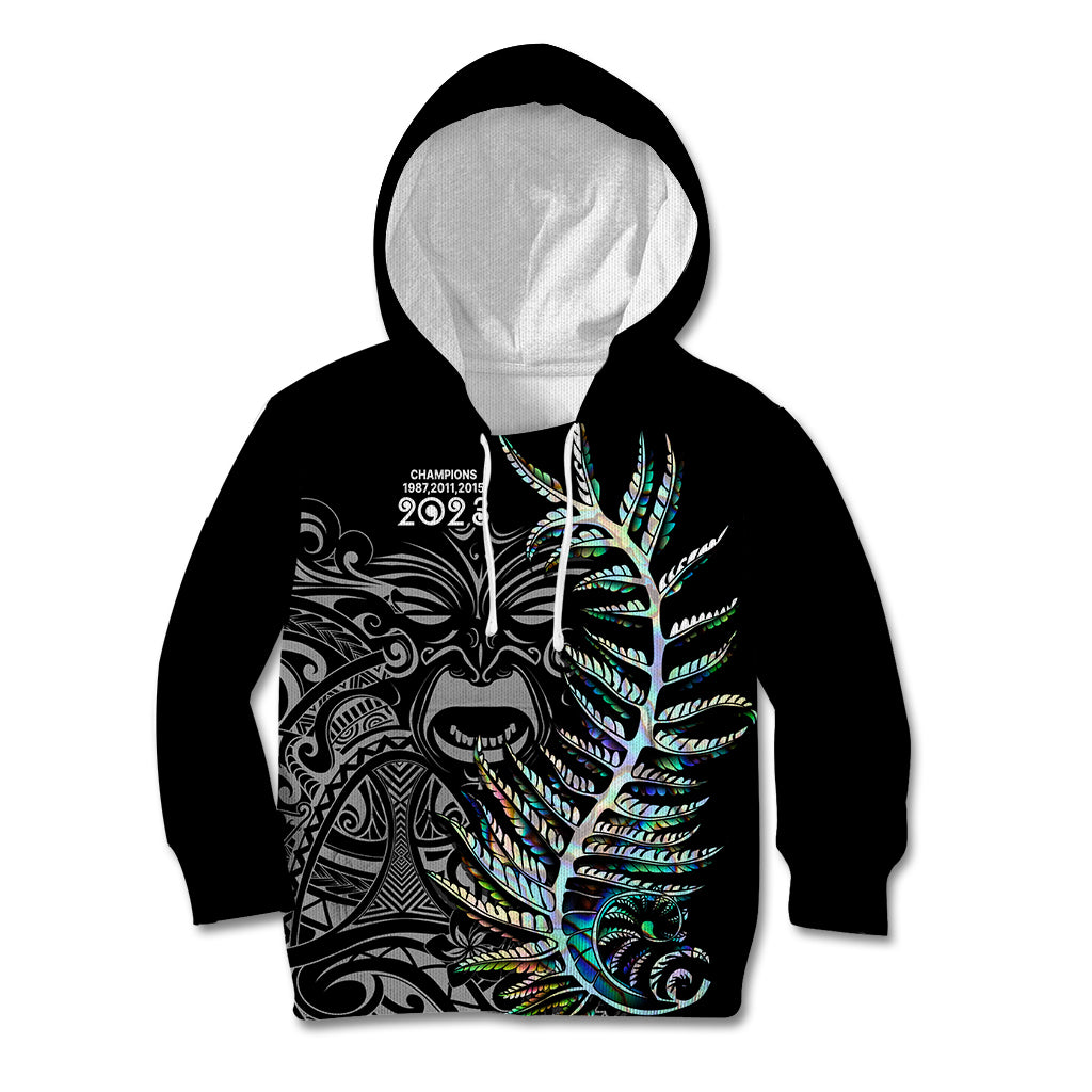 Custom New Zealand Rugby Kid Hoodie NZ Black Fern Champions History With Papua Shell - Vibe Hoodie Shop