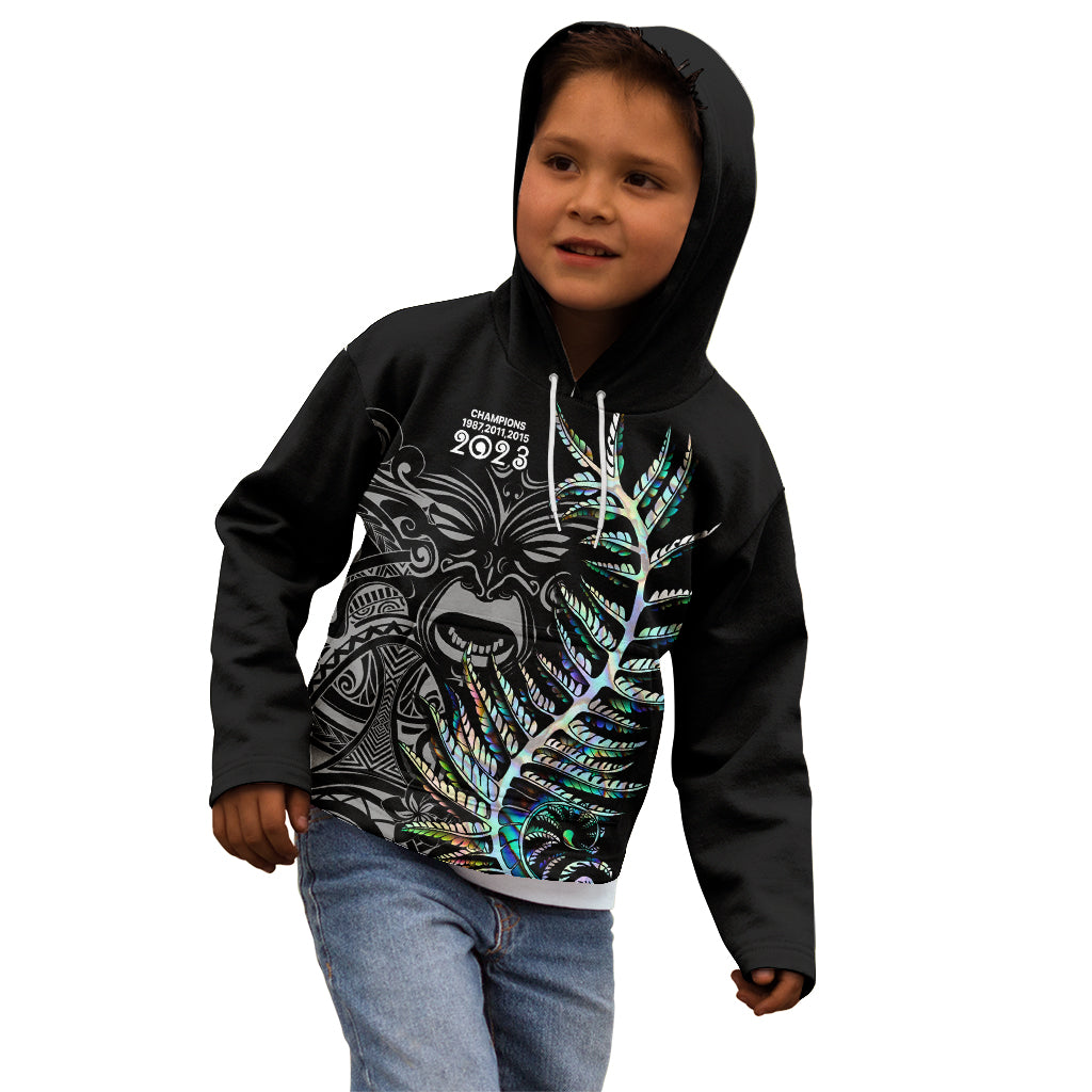 Custom New Zealand Rugby Kid Hoodie NZ Black Fern Champions History With Papua Shell - Vibe Hoodie Shop