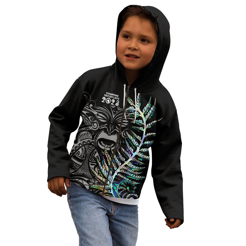 Custom New Zealand Rugby Kid Hoodie NZ Black Fern Champions History With Papua Shell - Vibe Hoodie Shop