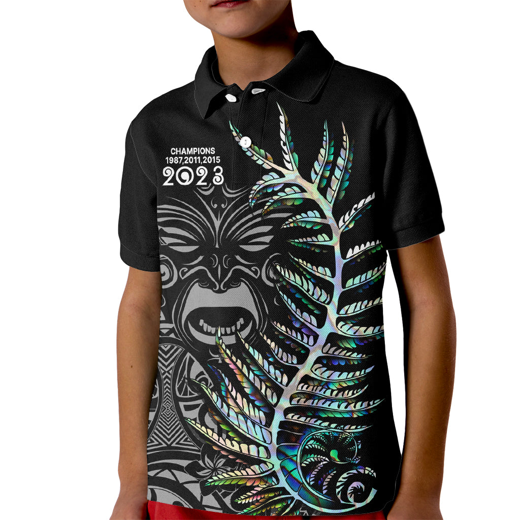 Custom New Zealand Rugby Kid Polo Shirt NZ Black Fern Champions History With Papua Shell - Vibe Hoodie Shop