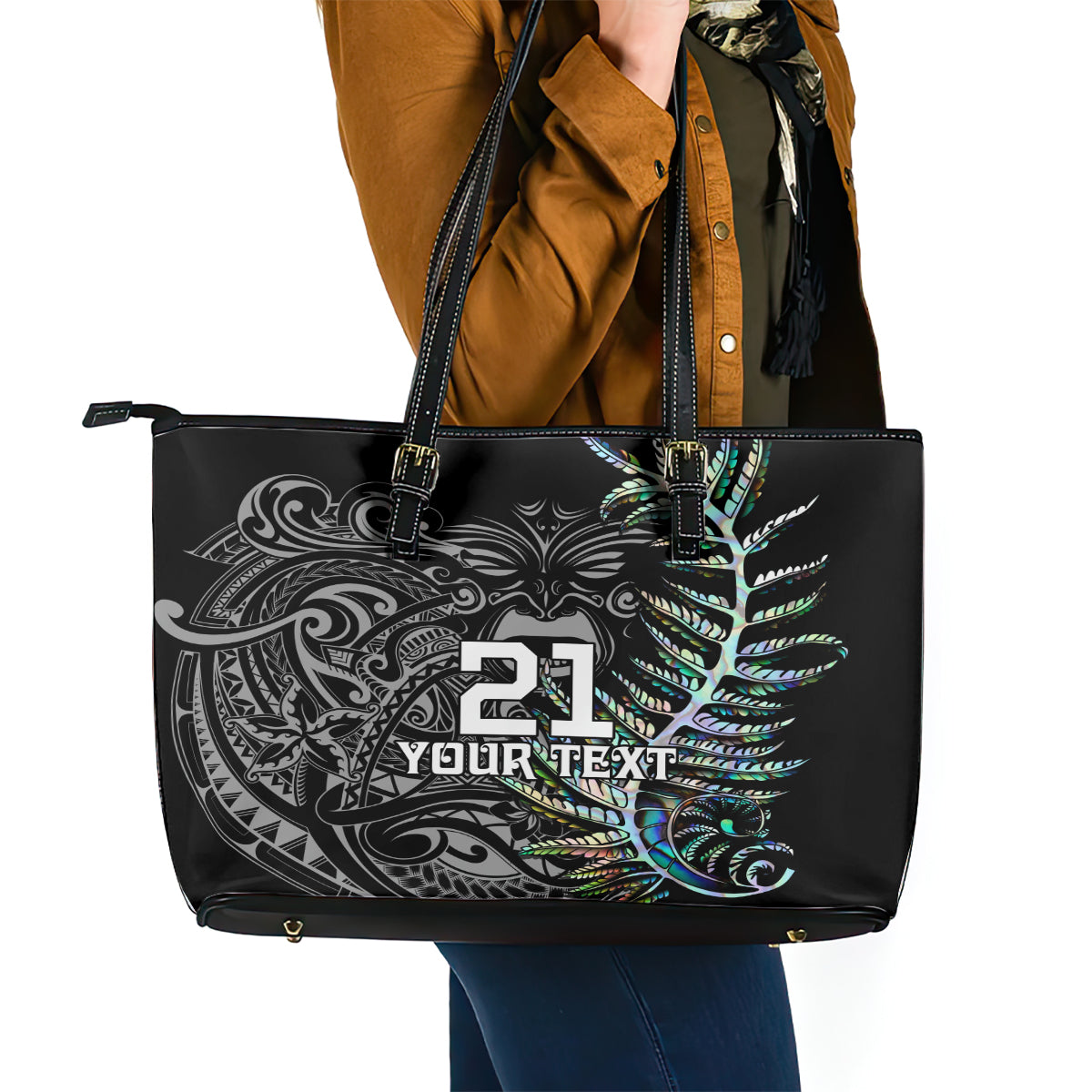 custom-new-zealand-rugby-leather-tote-bag-nz-black-fern-champions-history-with-papua-shell