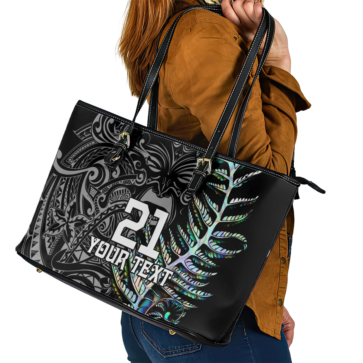 custom-new-zealand-rugby-leather-tote-bag-nz-black-fern-champions-history-with-papua-shell