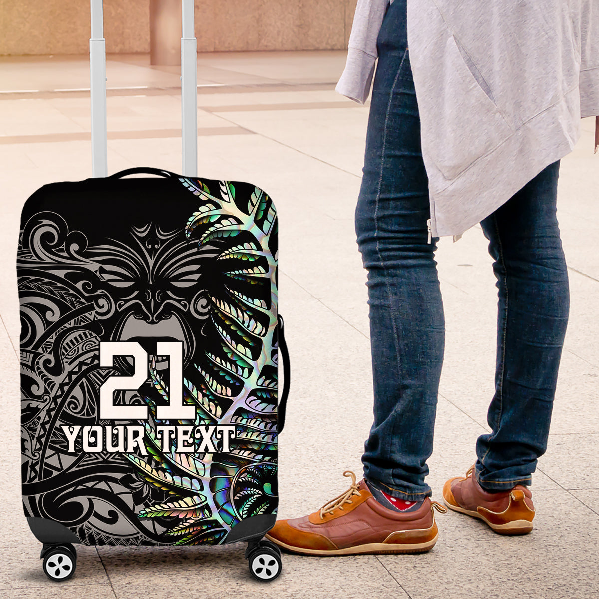 Custom New Zealand Rugby Luggage Cover NZ Black Fern Champions History With Papua Shell - Vibe Hoodie Shop